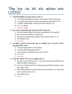 Tổng hợp câu hỏi trắc nghiệm môn Lịch sử kinh tế quốc dân