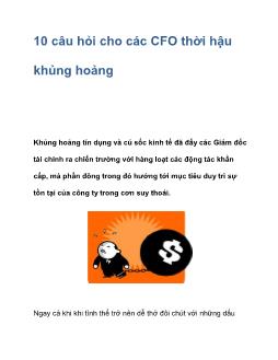 10 câu hỏi cho các CFO thời hậu khủng hoảng