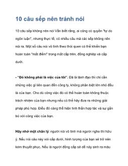 10 câu sếp nên tránh nói