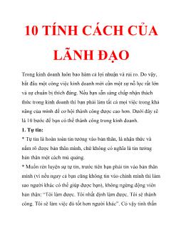 10 tính cách của lãnh đạo