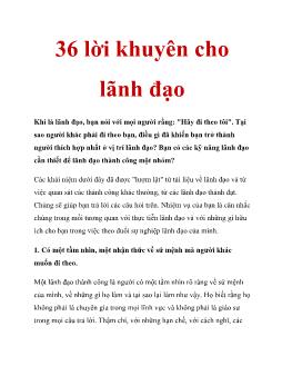 36 lời khuyên cho lãnh đạo