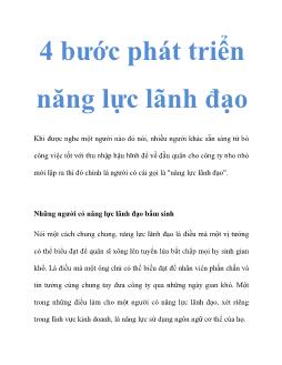 4 bước phát triển năng lực lãnh đạo