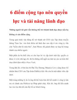 6 điểm cộng tạo nên quyền lực và tài năng lãnh đạo