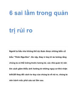 6 sai lầm trong quản trị rủi ro