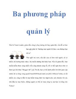 Ba phương pháp quản lý