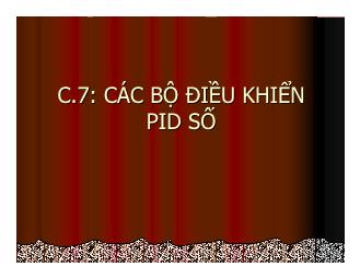 Bài giảng Điều khiển số - Các bộ điều khiển PID số