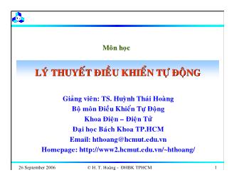 Bài giảng Lý thuyết điều khiển tự động - Mô hình toán học hệ thống điều khiển liên tục