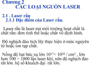Bài giảng Nguyên lý laser - Các loại nguồn laser