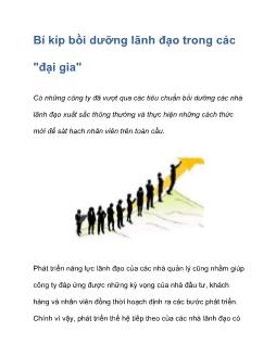Bí kíp bồi dưỡng lãnh đạo trong các 