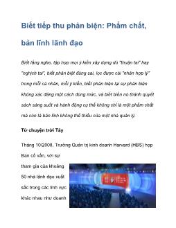 Biết tiếp thu phản biện: Phẩm chất, bản lĩnh lãnh đạo