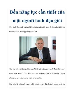 Bốn năng lực cần thiết của một người lãnh đạo giỏi