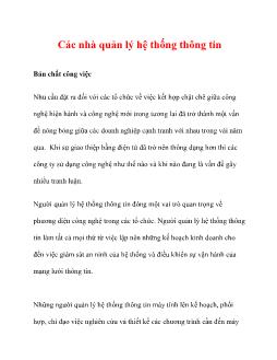 Các nhà quản lý hệ thống thông tin