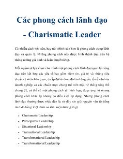 Các phong cách lãnh đạo - Charismatic Leader