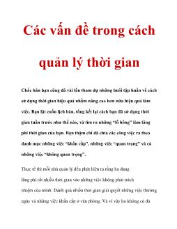 Các vấn đề trong cách quản lý thời gian