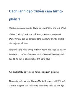 Cách lãnh đạo truyền cảm hứng