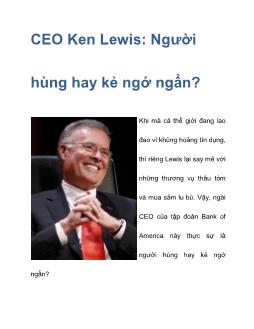 CEO Ken Lewis: Người hùng hay kẻ ngớ ngẩn