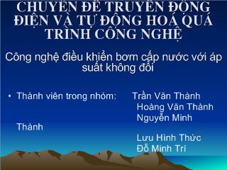 Chuyên đề Công nghệ điều khiển bơm cấp nước với áp suất không đổi