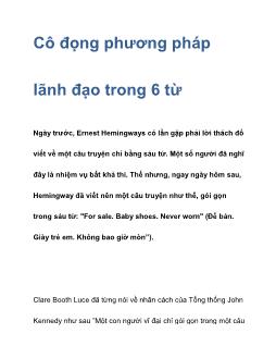 Cô đọng phương pháp lãnh đạo trong 6 từ