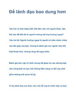 Để lãnh đạo bao dung hơn