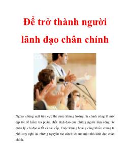 Để trở thành người lãnh đạo chân chính