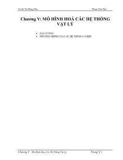 Giáo trình Cơ sở tự động học - Mô hình hoá các hệ thống vật lý