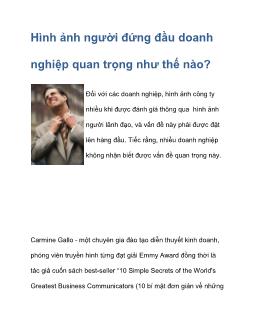 Hình ảnh người đứng đầu doanh nghiệp quan trọng như thế nào