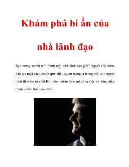 Khám phá bí ẩn của nhà lãnh đạo