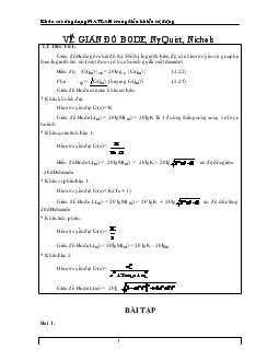 Khảo sát ứng dụng MATLAB trong điều khiển tự động - Vẽ giản đồ bode, nyquist, nichols