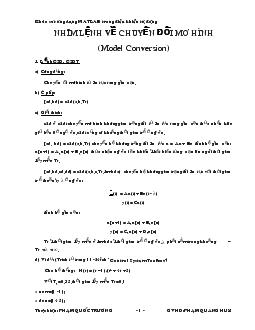 Khảo sát ứng dụng MATLAB trong điều khiển tự động - Nhóm lệnh về chuyển đổi mô hình