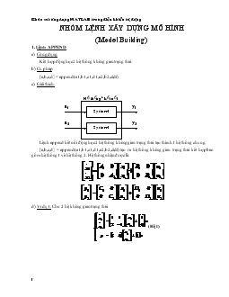 Khảo sát ứng dụng MATLAB trong điều khiển tự động - Nhóm lệnh xây dựng mô hình (model building)