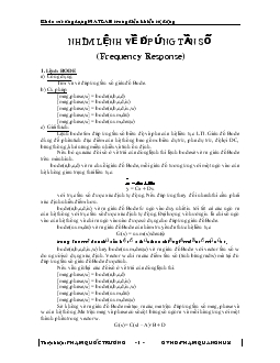 Khảo sát ứng dụng MATLAB trong điều khiển tự động - Nhóm lệnh về đáp ứng tần số