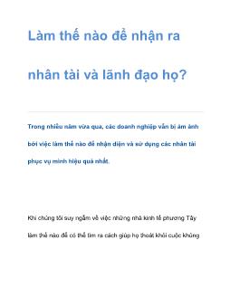 Làm thế nào để nhận ra nhân tài và lãnh đạo họ