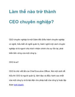 Làm thế nào trở thành CEO chuyên nghiệp