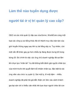 Làm thế nào tuyển dụng được người tài ở vị trí quản lý cao cấp