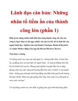 Lãnh đạo căn bản: Những nhân tố tiềm ẩn của thành công lớn