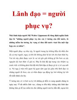 Lãnh đạo = người phục vụ