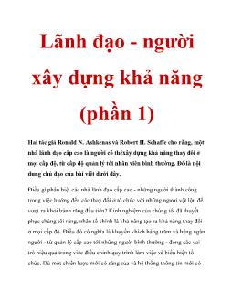 Lãnh đạo - Người xây dựng khả năng