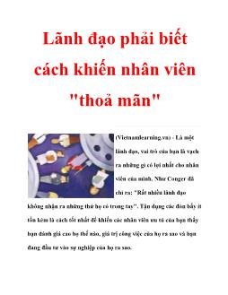 Lãnh đạo phải biết cách khiến nhân viên thoả mãn