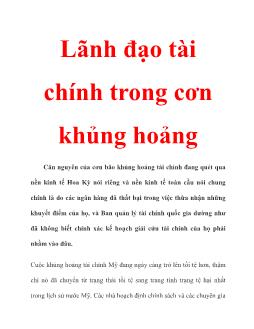 Lãnh đạo tài chính trong cơn khủng hoảng