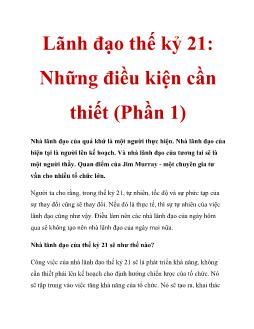 Lãnh đạo thế kỷ 21: Những điều kiện cần thiết