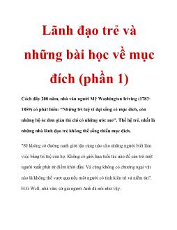 Lãnh đạo trẻ và những bài học về mục đích