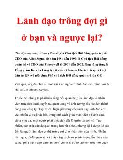 Lãnh đạo trông đợi gì ở bạn và ngược lại