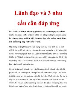 Lãnh đạo và 3 nhu cầu cần đáp ứng