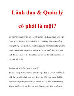 Lãnh đạo và Quản lý có phải là một?