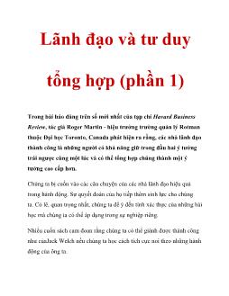 Lãnh đạo và tư duy tổng hợp