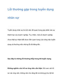 Lỗi thường gặp trong tuyển dụng nhân sự