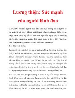 Lương thiện: Sức mạnh của người lãnh đạo