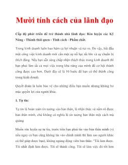 Mười tính cách của lãnh đạo