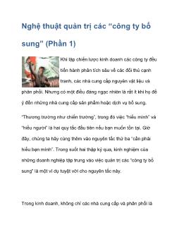 Nghệ thuật quản trị các “công ty bổ sung”