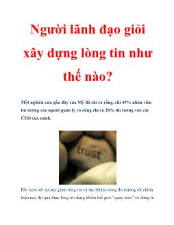 Người lãnh đạo giỏi xây dựng lòng tin như thế nào